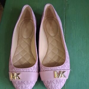 Michael Kors Light Purple Loafers with Gold MK Emblem